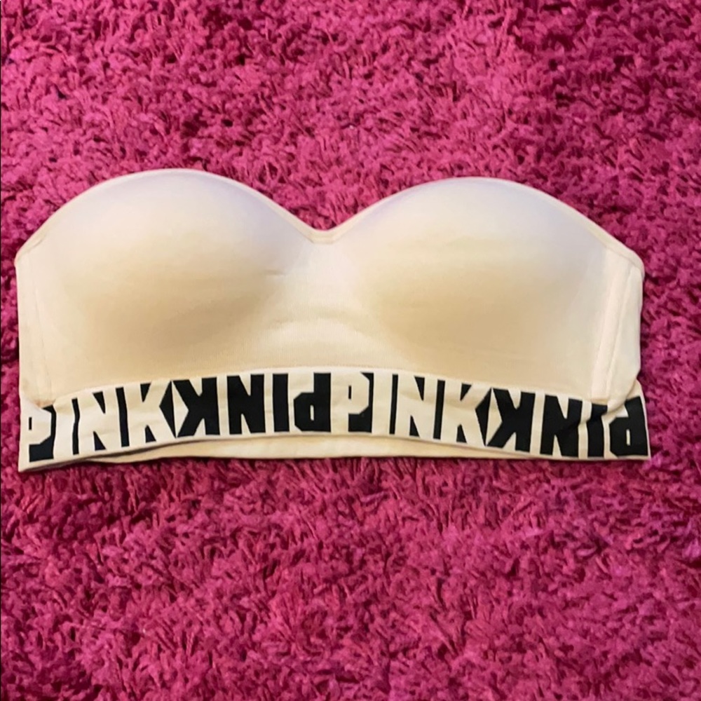 Pink strapless bra